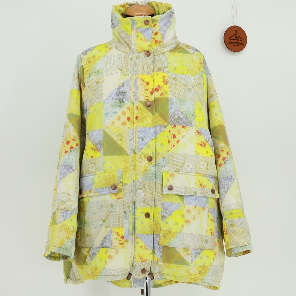 Urban Outfitters Kit Printed Nylon Puffer Jacket In Multi Size Large Nwot